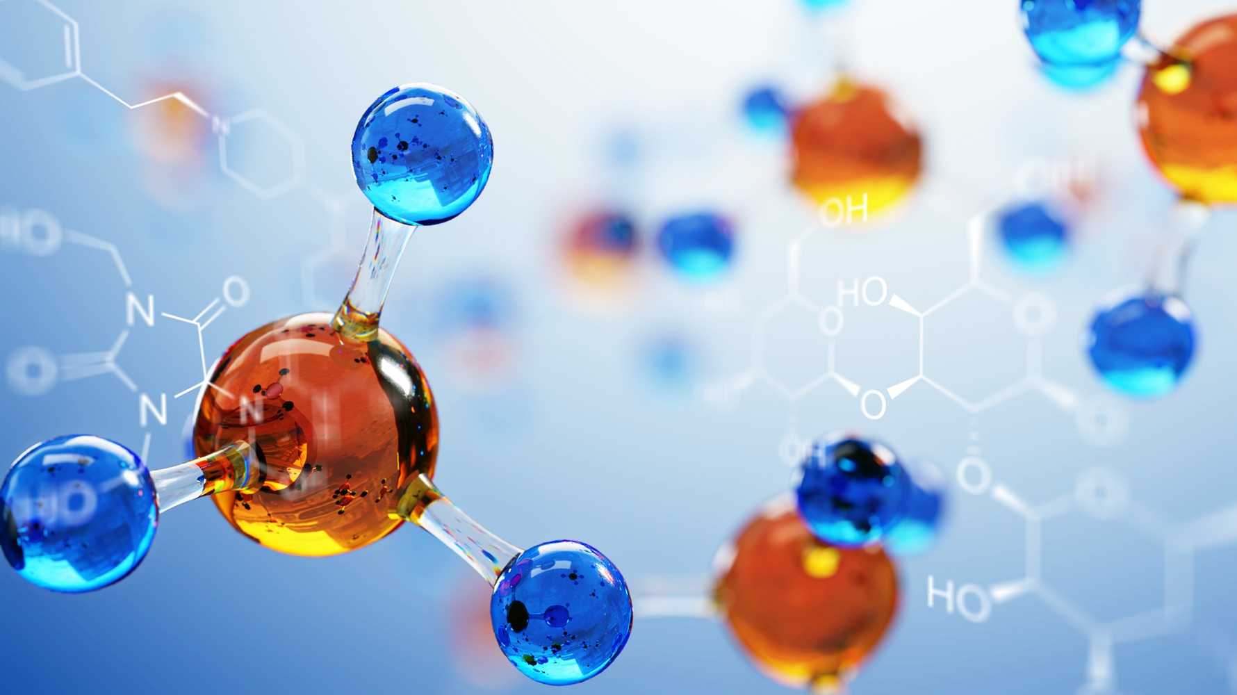 3D molecular structure representing chemical compounds